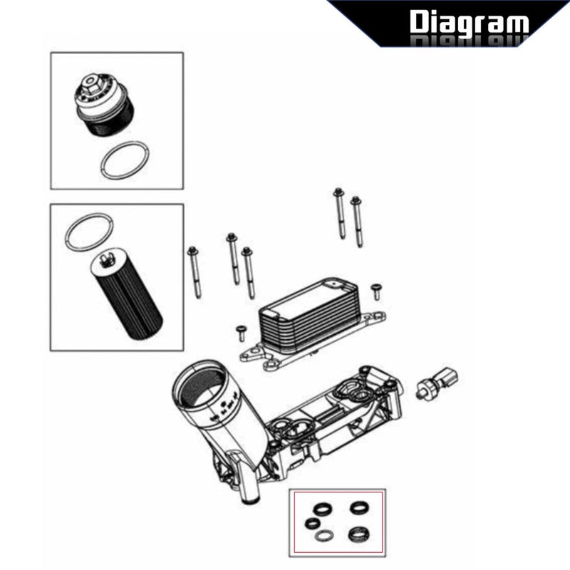 PMFCA 5pcs Engine Oil Cooler O-Ring Kit Fit for Fit for Dodge Ram Jeep Chrysler 3.6L 68191356AA Black - Image 5